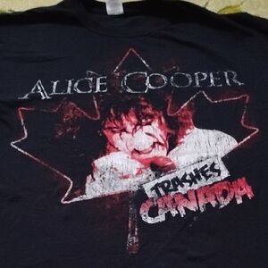Men's Black Vintage Large Alice Cooper Canada Band Tour Shirt Metal Music